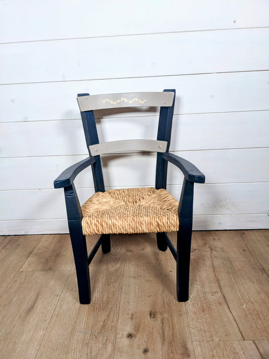 Chaise pour Enfant - En paille et bois Bleu