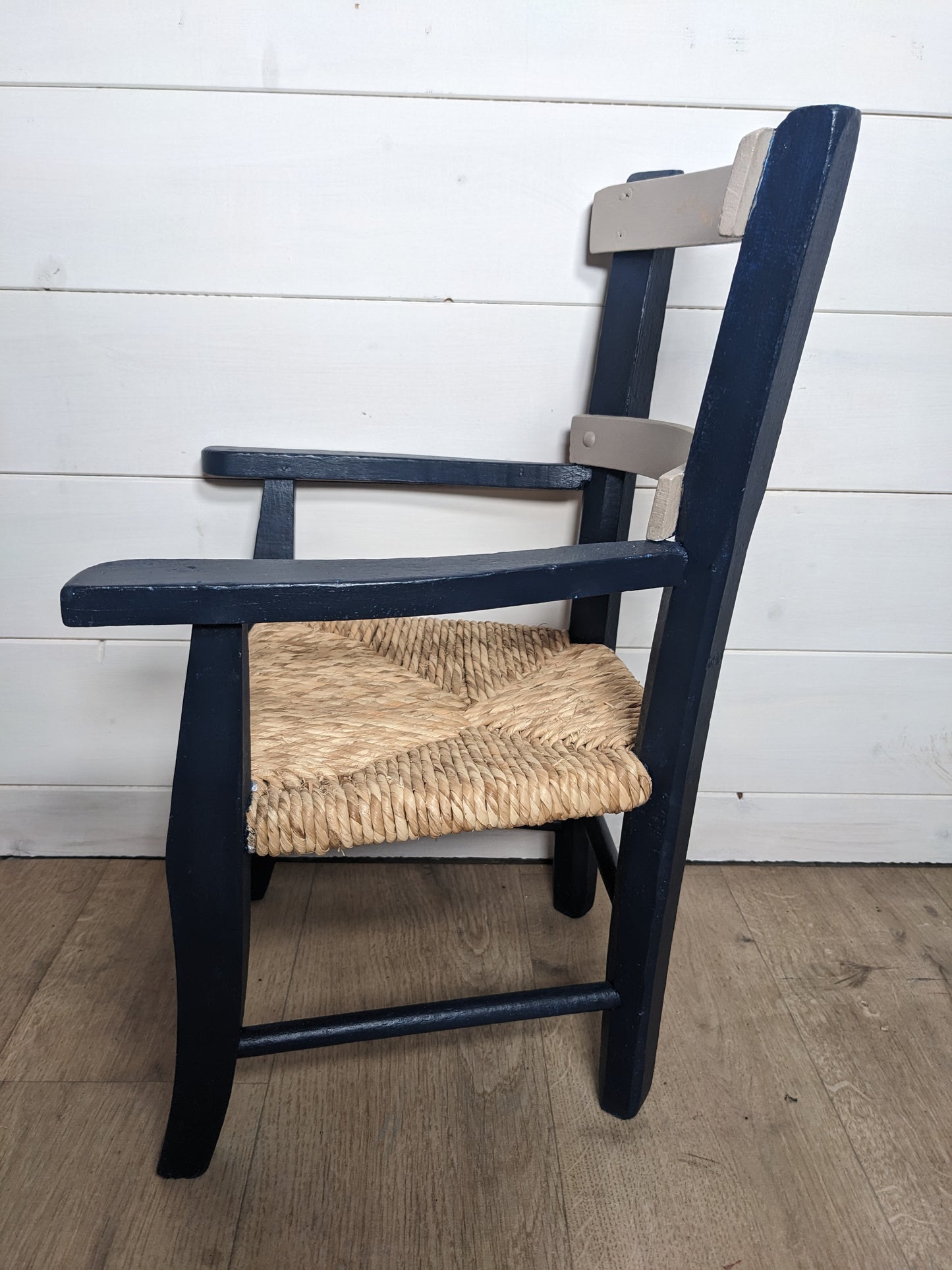 Chaise pour Enfant - En paille et bois Bleu